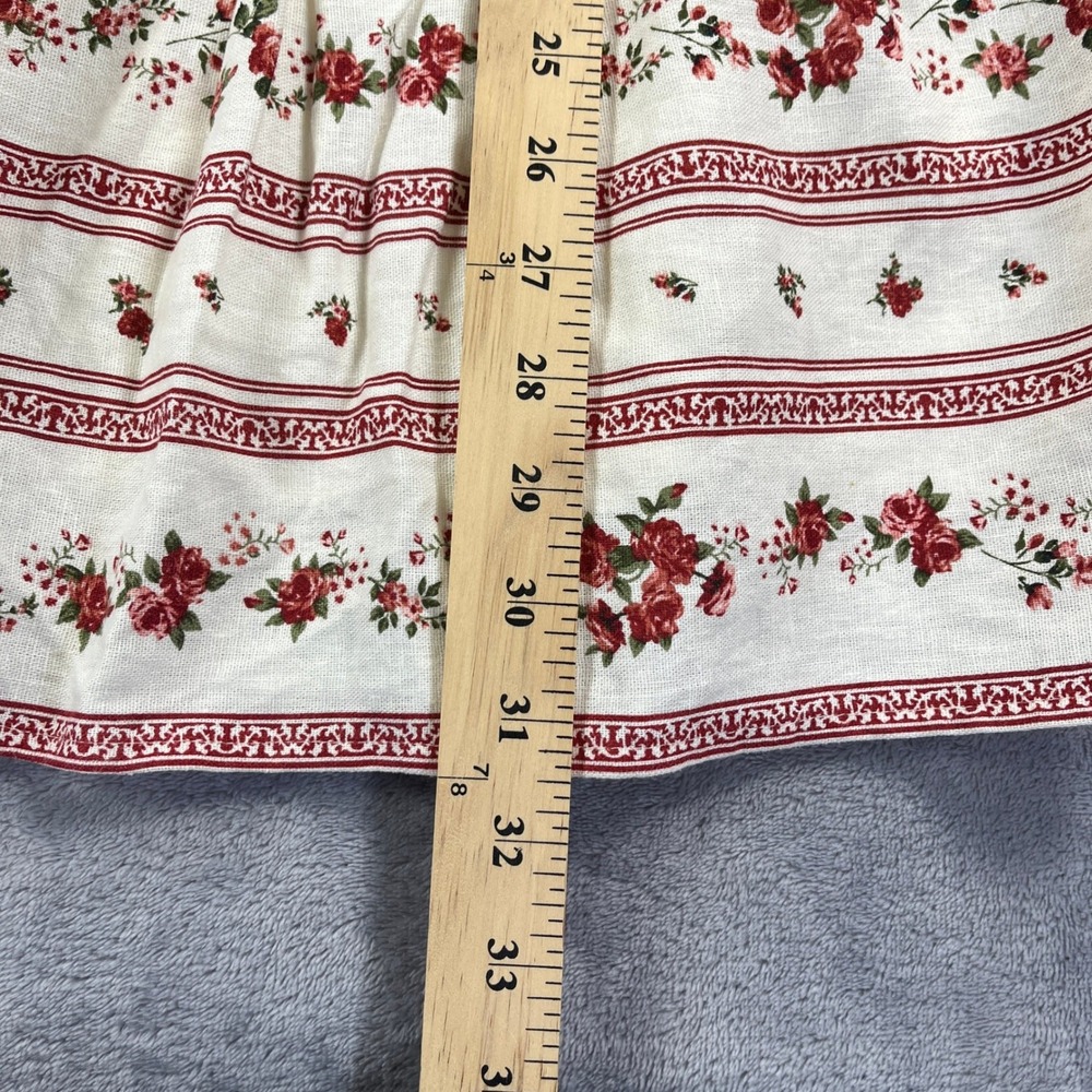 Joie Floral Tiered Midi Skirt L Cream Red Linen Boho Cottagecore Prairie Peasant - Picture 7 of 8